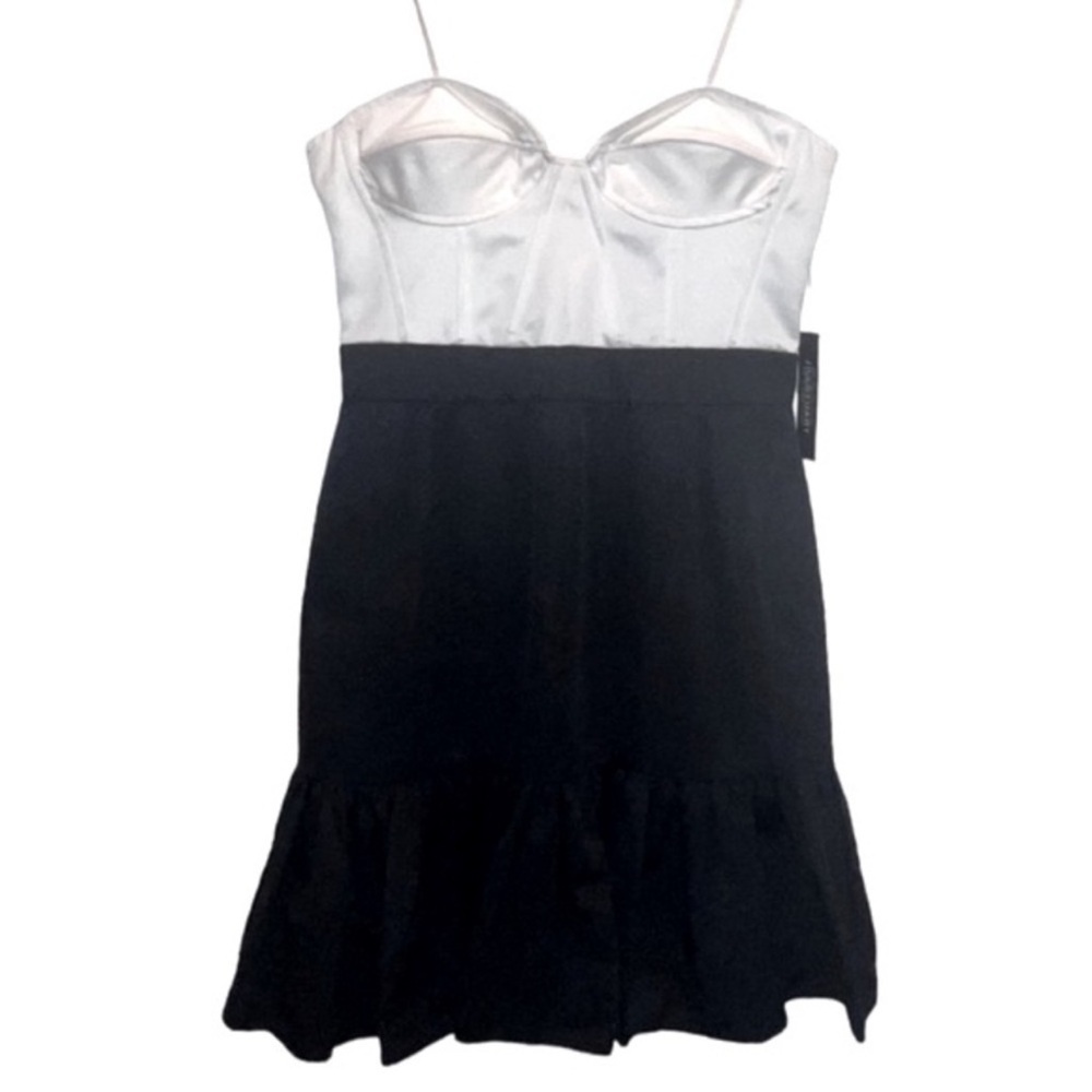 Vintage Y2K Jill Stuart Black White Tuxedo Strapless Bustier Corset Slip Dress - Picture 3 of 10